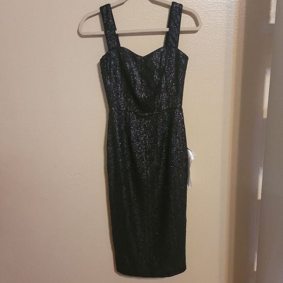 Dress the Population NWT Sequin Nicole Black Sweetheart Midi Dress XS - Picture 3 of 11